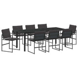 Garden Dining Set 9 pcs Black 200 x 80 x 73 cm