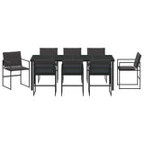 Garden Dining Set 9 pcs Black 200 x 80 x 73 cm