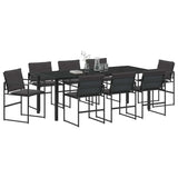 Garden Dining Set 9 pcs Black 200 x 80 x 73 cm - Side View