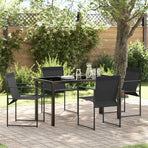 Garden Dining Set 5 pcs Black Textilene and Steel