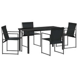 Garden Dining Set 5 pcs Black Textilene and Steel
