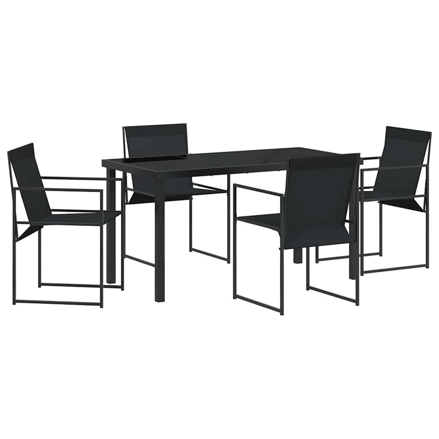 Garden Dining Set 5 pcs Black Textilene and Steel