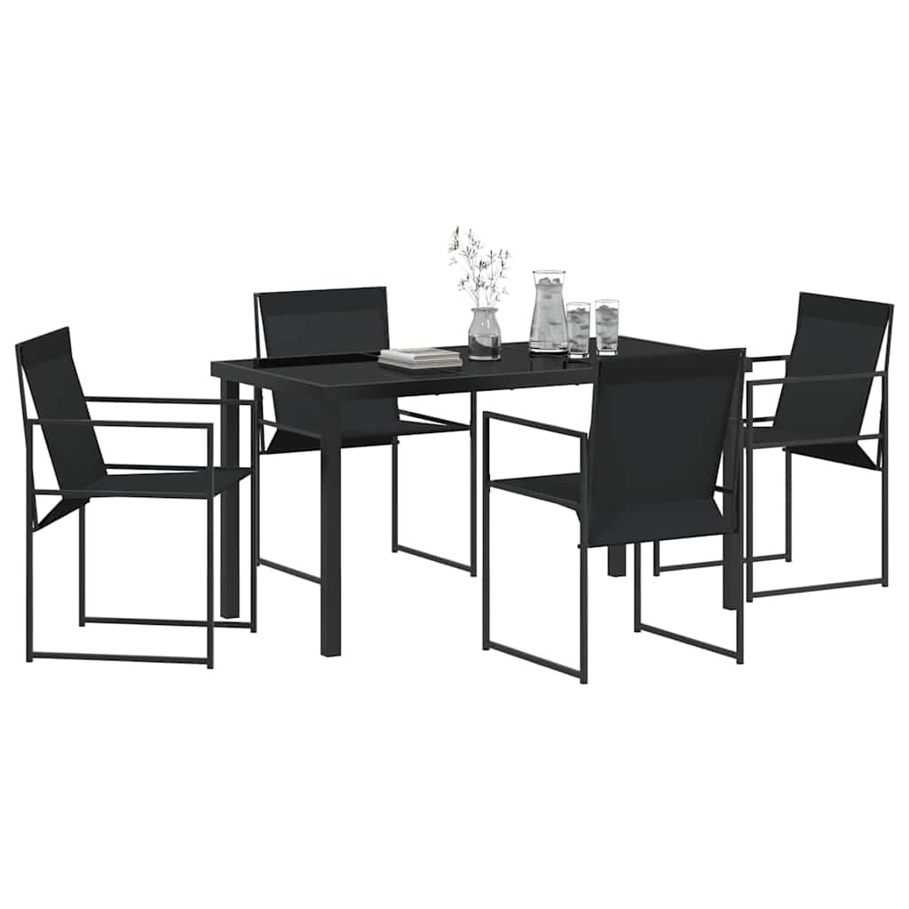 Garden Dining Set 5 pcs Black Textilene and Steel