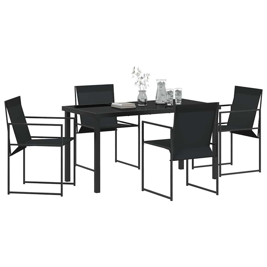Garden Dining Set 5 pcs Black Textilene and Steel