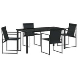 Garden Dining Set 5 pcs Black Textilene and Steel - Front View