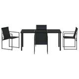 Garden Dining Set 5 pcs Black Textilene and Steel