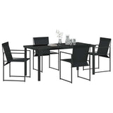 Garden Dining Set 5 pcs Black Textilene and Steel - Side View