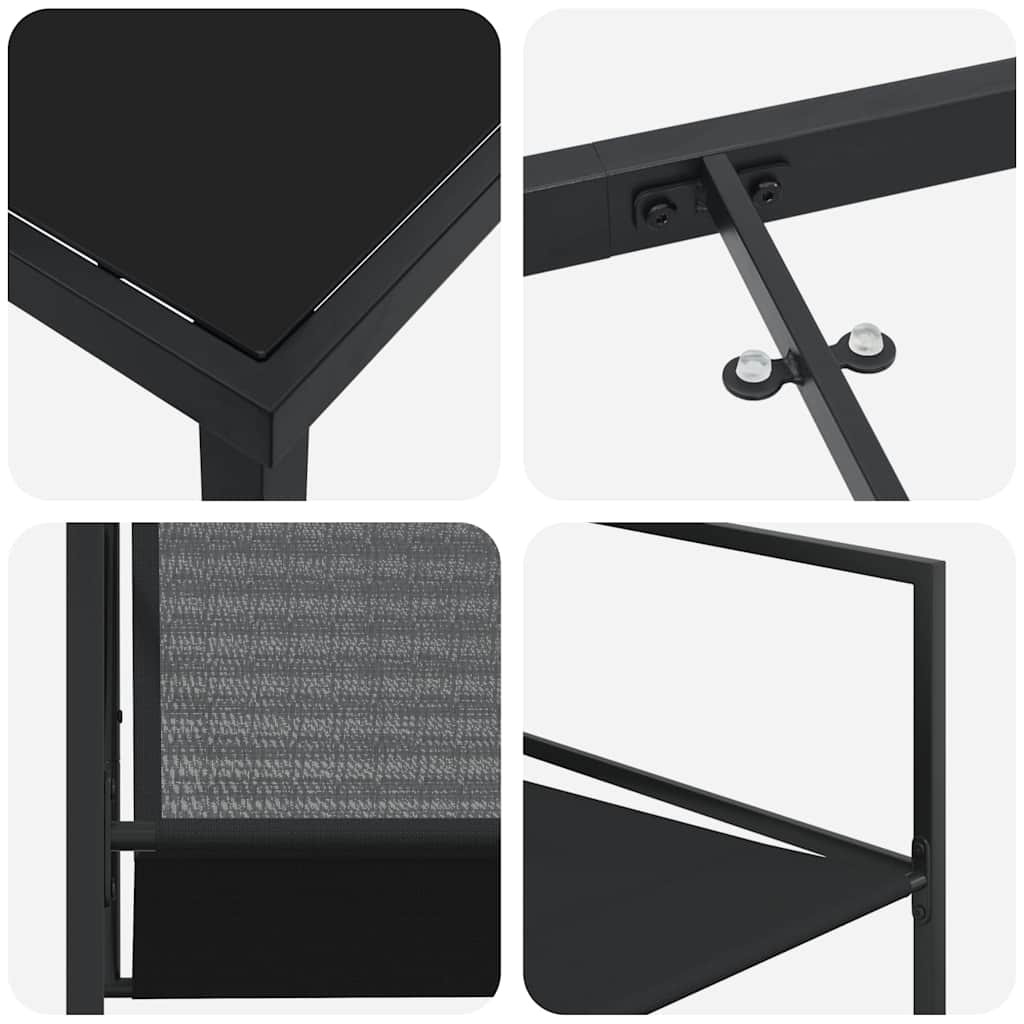 Garden Dining Set 9 pcs Black Textilene and Steel