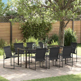 Garden Dining Set 9 pcs Black Textilene and Steel