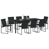Garden Dining Set 9 pcs Black Textilene and Steel - Side View