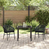 Garden Dining Set 3 pcs Black Powder-Coated Steel - Top-Down View