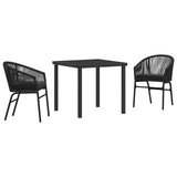 Garden Dining Set 3 pcs Black Powder-Coated Steel