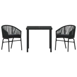 Garden Dining Set 3 pcs Black Powder-Coated Steel - Close-Up Angle