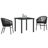 Garden Dining Set 3 pcs Black Powder-Coated Steel