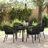Garden Dining Set 5 pcs Black Powder-Coated Steel