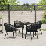 Garden Dining Set 5 pcs Black Powder-Coated Steel