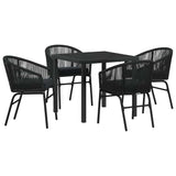 Garden Dining Set 5 pcs Black Powder-Coated Steel