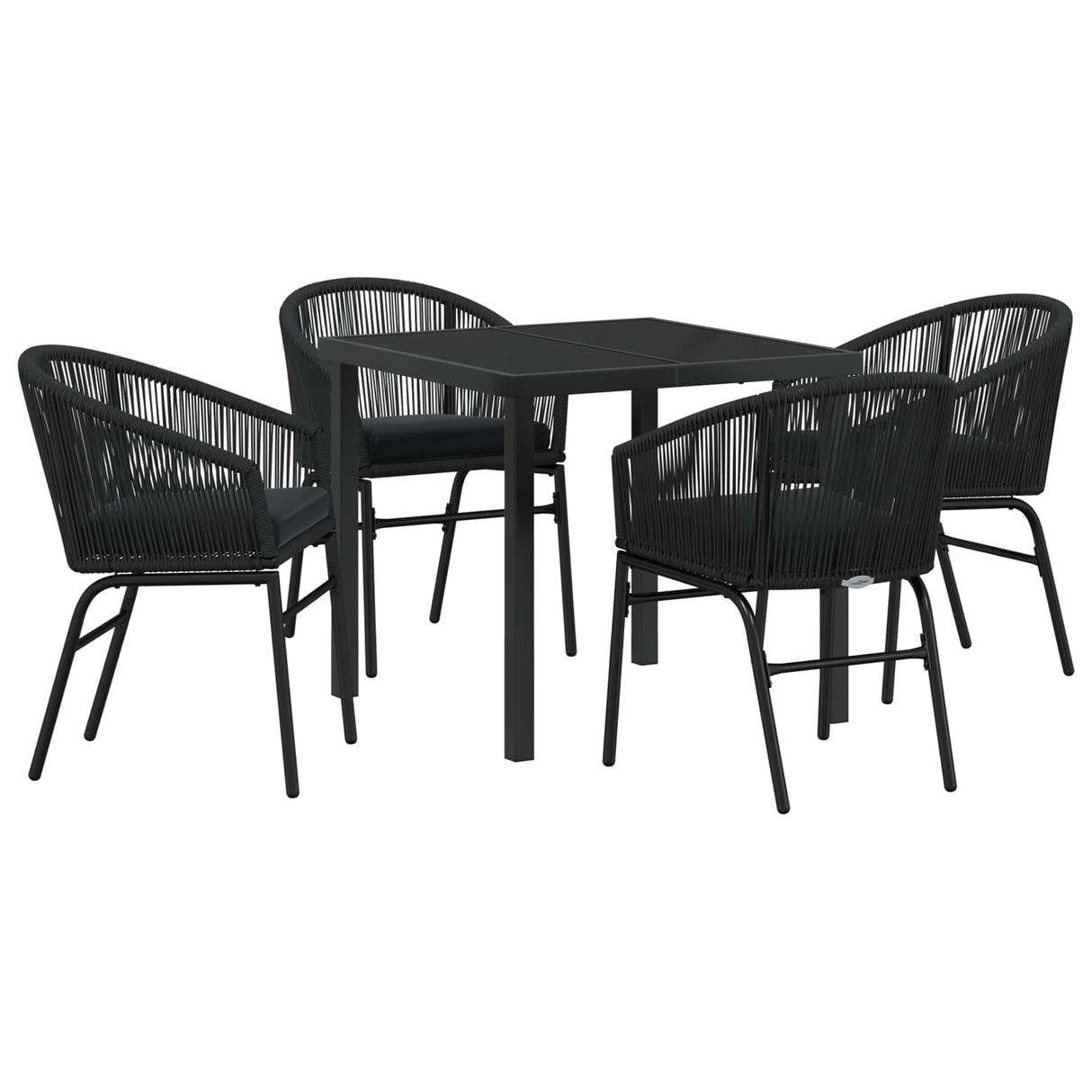 Garden Dining Set 5 pcs Black Powder-Coated Steel