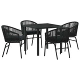 Garden Dining Set 5 pcs Black Powder-Coated Steel - Front View
