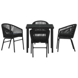 Garden Dining Set 5 pcs Black Powder-Coated Steel
