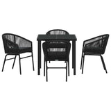 Garden Dining Set 5 pcs Black Powder-Coated Steel - Low Angle