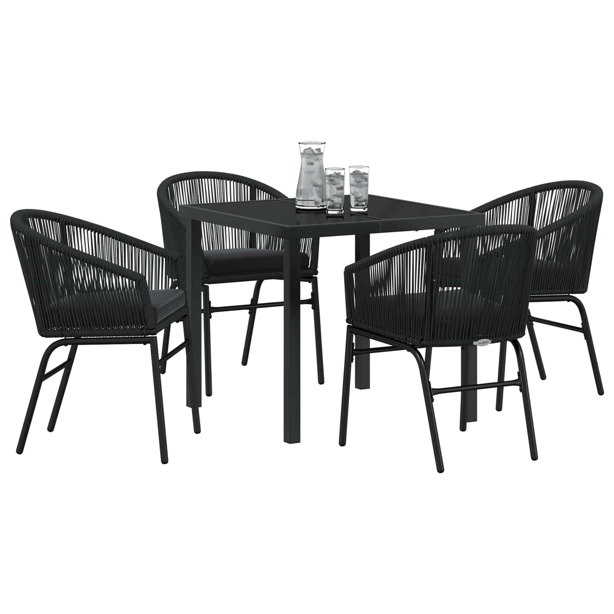 Garden Dining Set 5 pcs Black Powder-Coated Steel