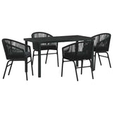 Garden Dining Set 5 pcs Black Powder-Coated Steel
