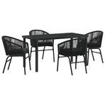 Garden Dining Set 5 pcs Black Powder-Coated Steel