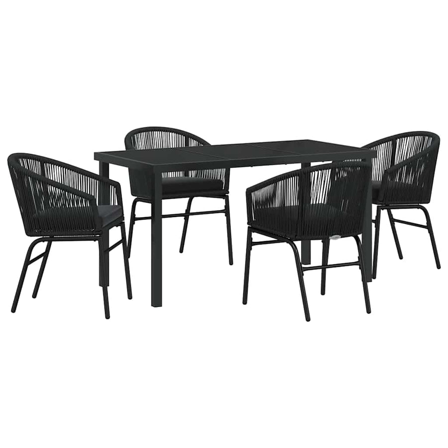 Garden Dining Set 5 pcs Black Powder-Coated Steel
