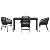 Garden Dining Set 5 pcs Black Powder-Coated Steel