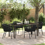 Garden Dining Set 5 pcs Black Powder-Coated Steel