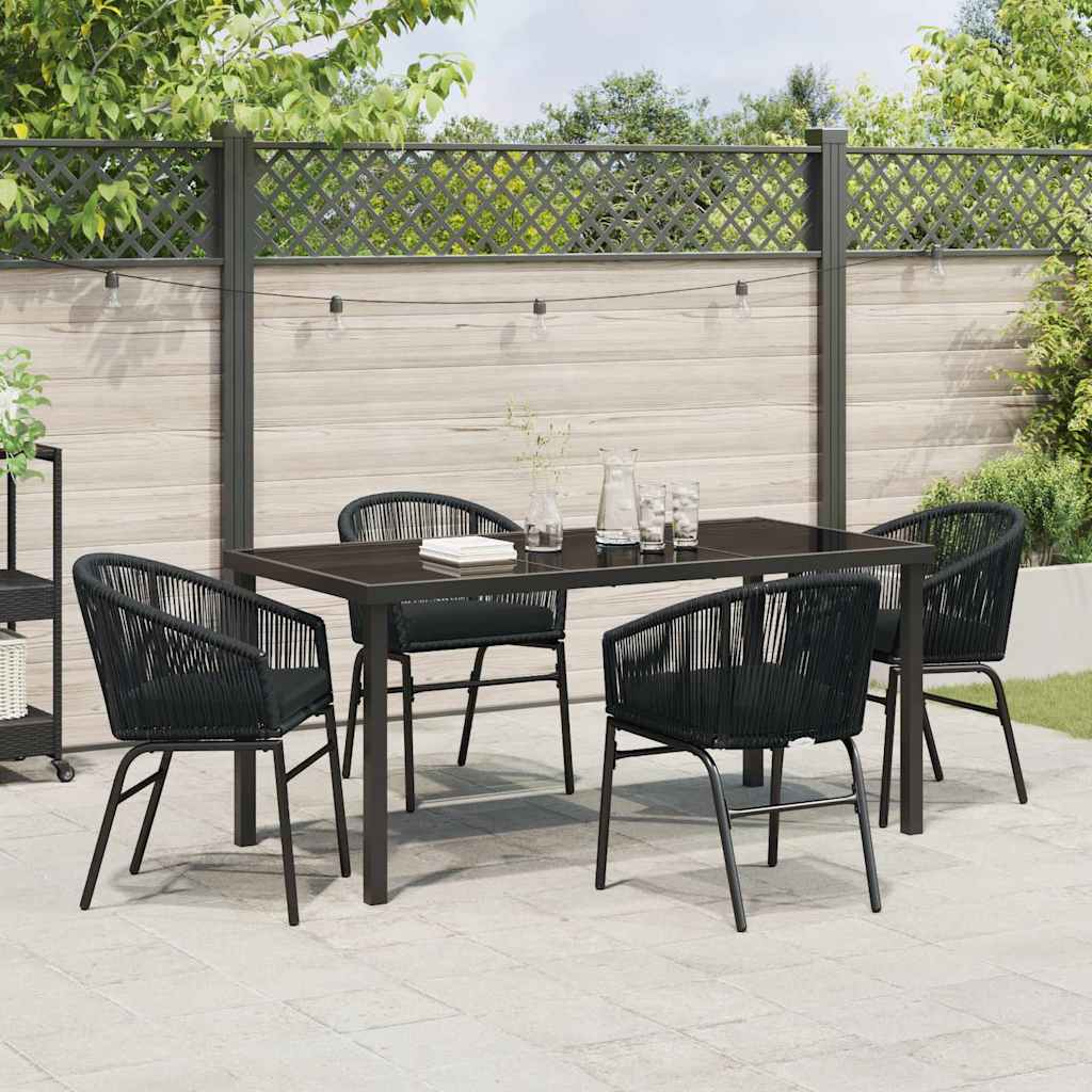 Garden Dining Set 5 pcs Black Powder-Coated Steel