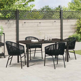 Garden Dining Set 5 pcs Black Powder-Coated Steel