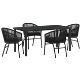 Garden Dining Set 5 pcs Black Powder-Coated Steel - Front View