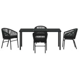 Garden Dining Set 5 pcs Black Powder-Coated Steel