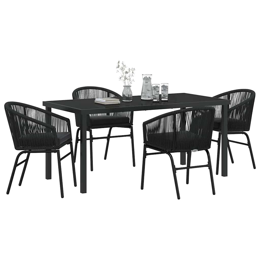 Garden Dining Set 5 pcs Black Powder-Coated Steel