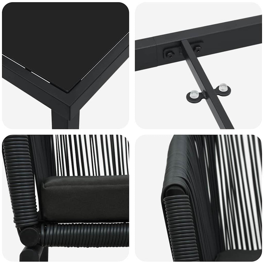 Garden Dining Set 7 pcs Black Powder-Coated Steel