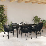 Garden Dining Set 7 pcs Black Powder-Coated Steel - Top-Down View