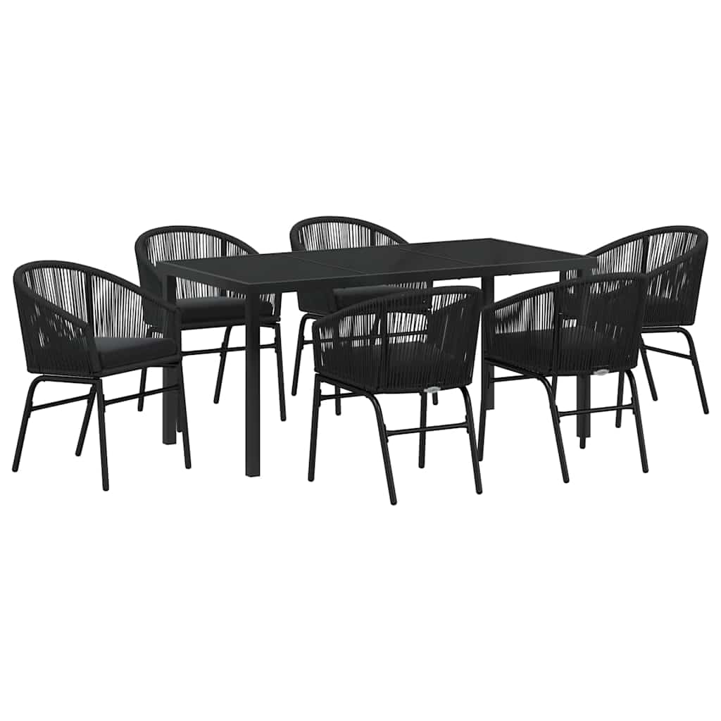 Garden Dining Set 7 pcs Black Powder-Coated Steel