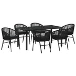 Garden Dining Set 7 pcs Black Powder-Coated Steel