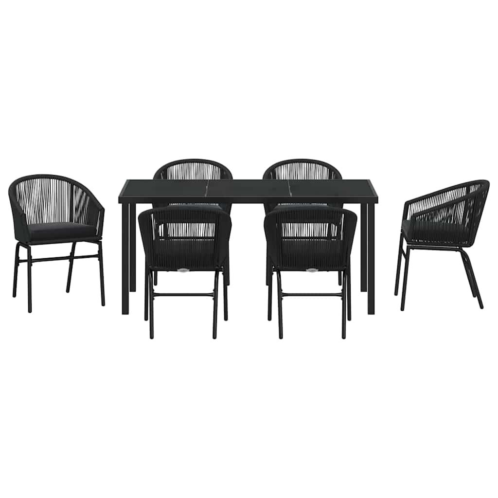 Garden Dining Set 7 pcs Black Powder-Coated Steel