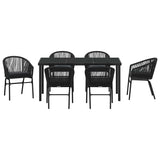 Garden Dining Set 7 pcs Black Powder-Coated Steel - Close-Up Angle