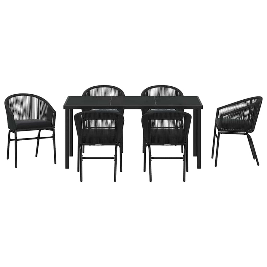 Garden Dining Set 7 pcs Black Powder-Coated Steel