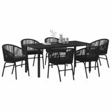 Garden Dining Set 7 pcs Black Powder-Coated Steel