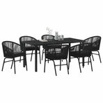Garden Dining Set 7 pcs Black Powder-Coated Steel