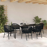 Garden Dining Set 7 pcs Black Powder-Coated Steel - Top-Down View
