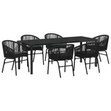 Garden Dining Set 7 pcs Black Powder-Coated Steel - Front View
