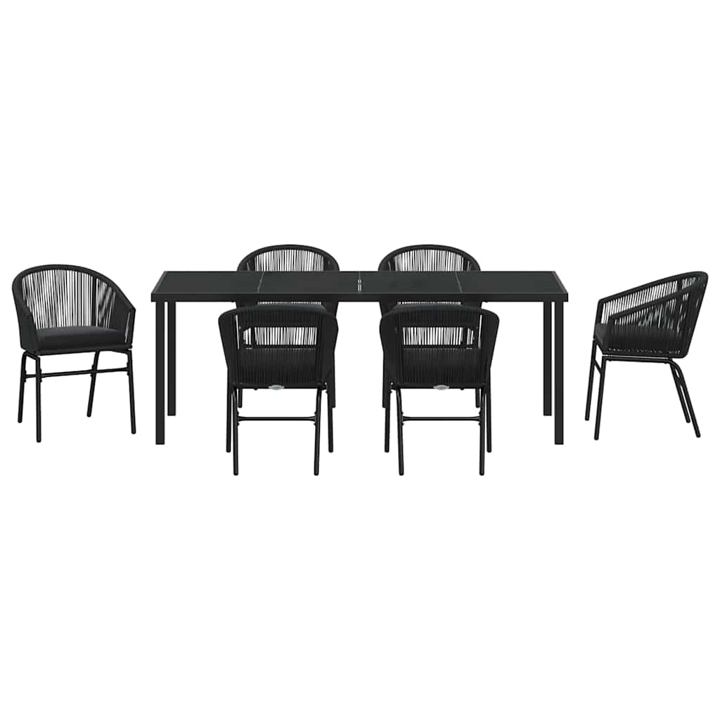 Garden Dining Set 7 pcs Black Powder-Coated Steel
