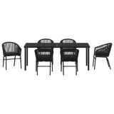 Garden Dining Set 7 pcs Black Powder-Coated Steel