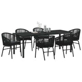 Garden Dining Set 7 pcs Black Powder-Coated Steel - Side View